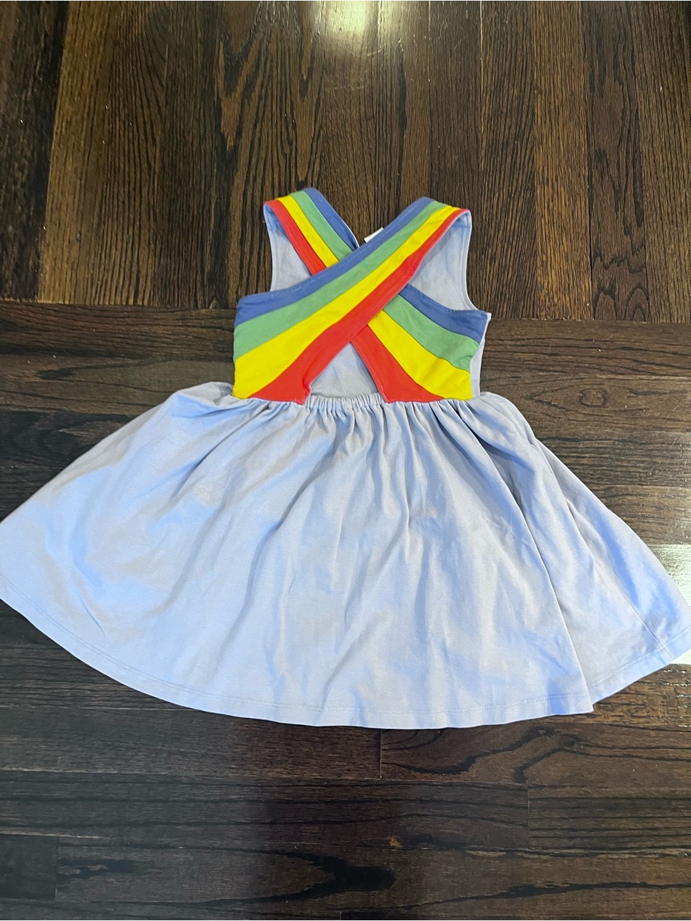 Hanna Andersson Light Blue Cotton Dress with Rainbow Cross Straps